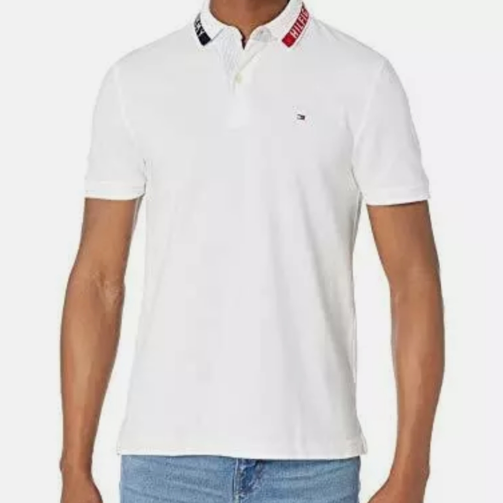 Tommy Hilfiger Polo Shirt White Red Blue Small